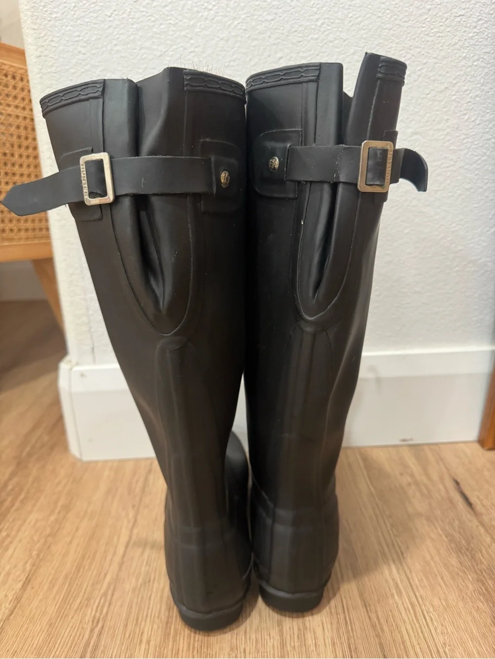 Hunter Black Tall Rain Boots with Interior Logo Detail